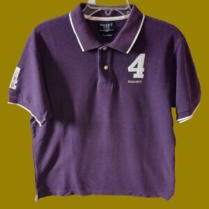 Hackett London Vtg number 4 Retro Classic Tailored Polo Shirt Purple/wht Large